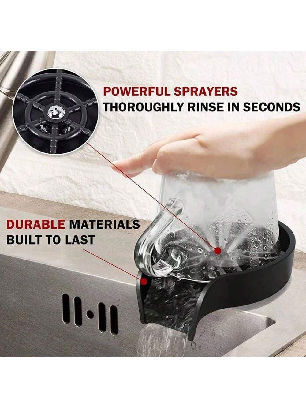 1Pc ABS Resin Household Cup Washer, Automatic Cup Washing Device for Kitchen Sink or Bar Countertop