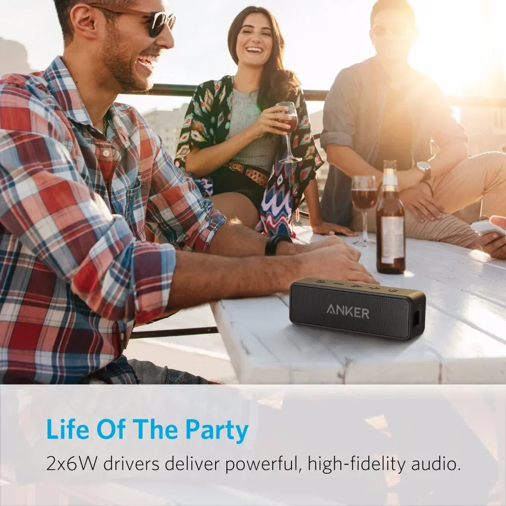 Soundcore 2 Portable Wireless Bluetooth Speaker Better Bass 24-Hour Playtime 66Ft Bluetooth Range IPX7 Water Resistance