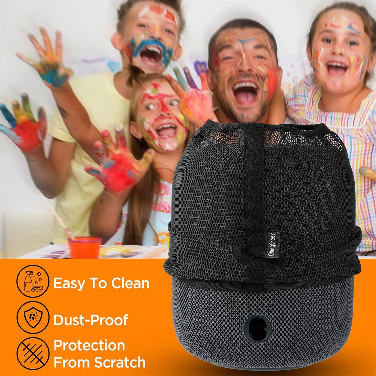 Speaker Dust Cover for Homepod 2, Mesh Speaker Cloth, Smart Cover with Charging Hole, High-Grade Nylon, Black