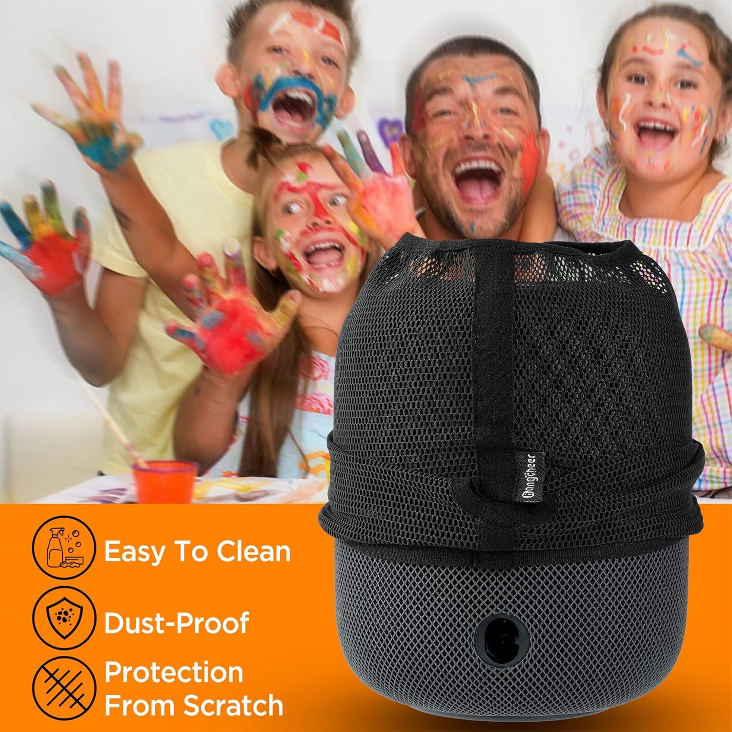 Speaker Dust Cover for Homepod 2, Mesh Speaker Cloth, Smart Cover with Charging Hole, High-Grade Nylon, Black