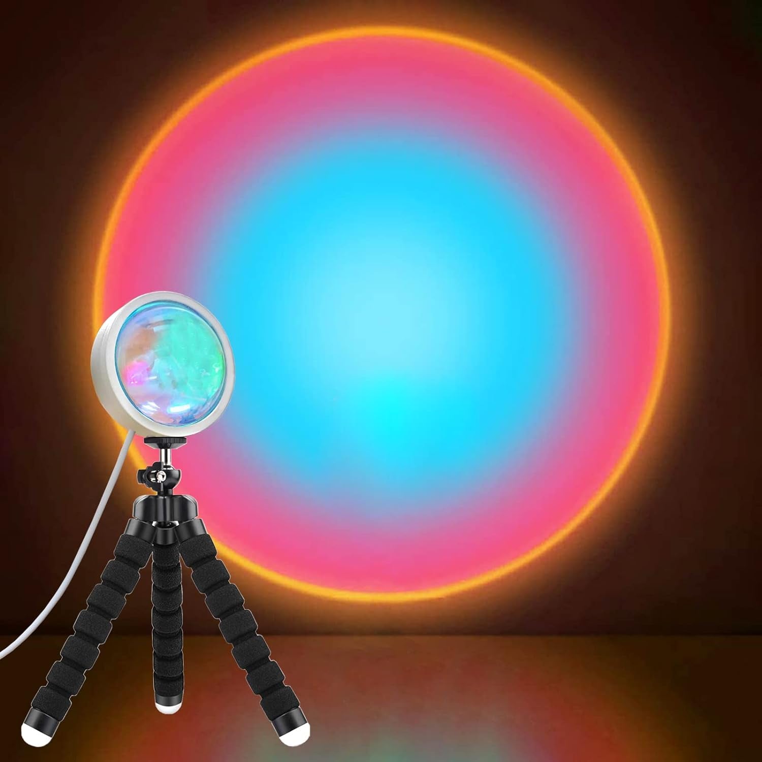 Sunset Lamp, Projector Sunset Light 10W LED Projection Night Light 180 Degree Rotation Romantic Rainbow Light USB Charging for Photography Party Home Living Room Bedroom Decor, Sunset Red…