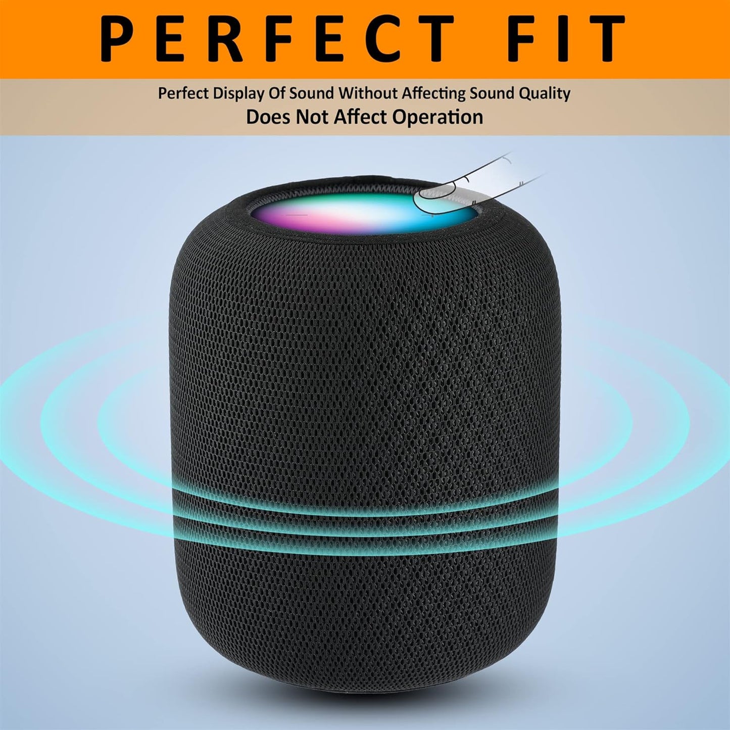 Speaker Dust Cover for Homepod 2, Mesh Speaker Cloth, Smart Cover with Charging Hole, High-Grade Nylon, Black