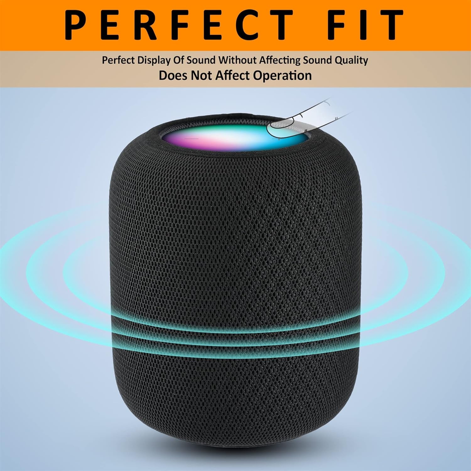 Speaker Dust Cover for Homepod 2, Mesh Speaker Cloth, Smart Cover with Charging Hole, High-Grade Nylon, Black