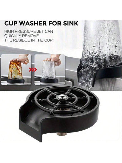 1Pc ABS Resin Household Cup Washer, Automatic Cup Washing Device for Kitchen Sink or Bar Countertop
