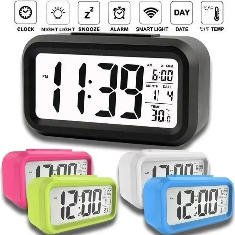 Led Digital Alarm Clock Backlight Data Times Calendar Desktop Multi-Function Electronic Bedroom Decoration Desk Decorations Wall