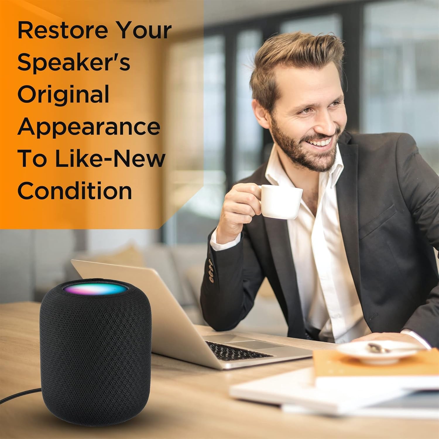 Speaker Dust Cover for Homepod 2, Mesh Speaker Cloth, Smart Cover with Charging Hole, High-Grade Nylon, Black