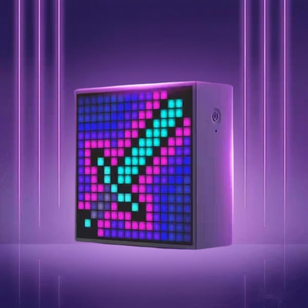 Timebox Evo -- Pixel Art Bluetooth Speaker with 16X16 LED Display APP Control - Cool Animation Frame & Gaming Room Setup & Bedside Alarm Clock- Black