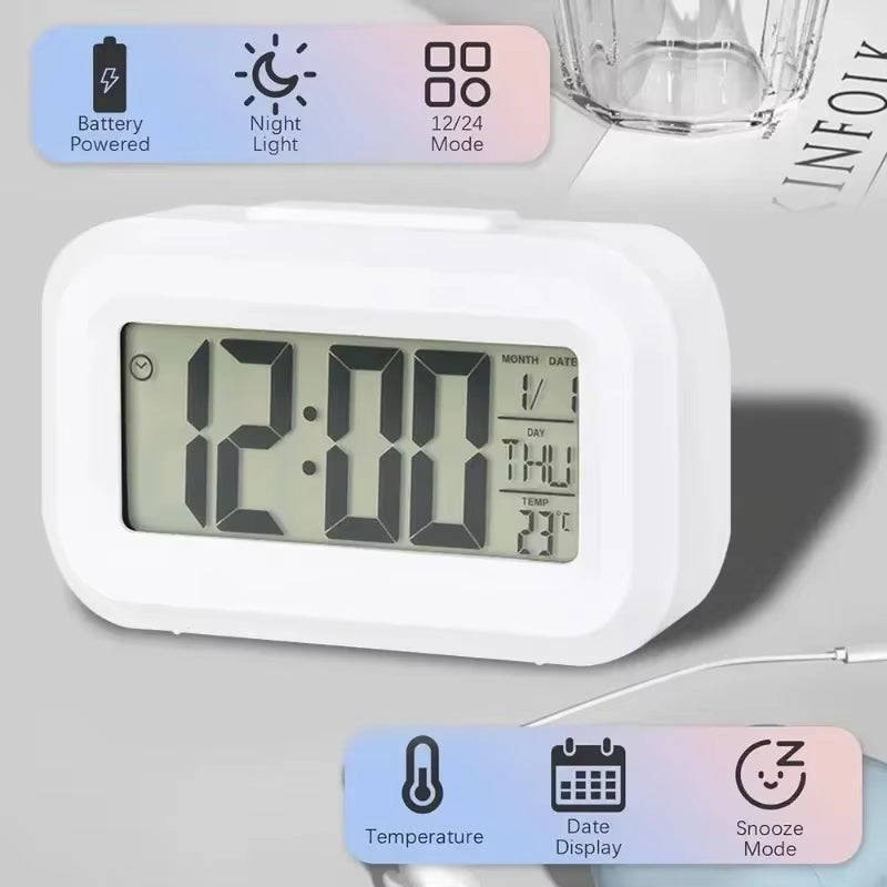 Led Digital Alarm Clock Backlight Data Times Calendar Desktop Multi-Function Electronic Bedroom Decoration Desk Decorations Wall