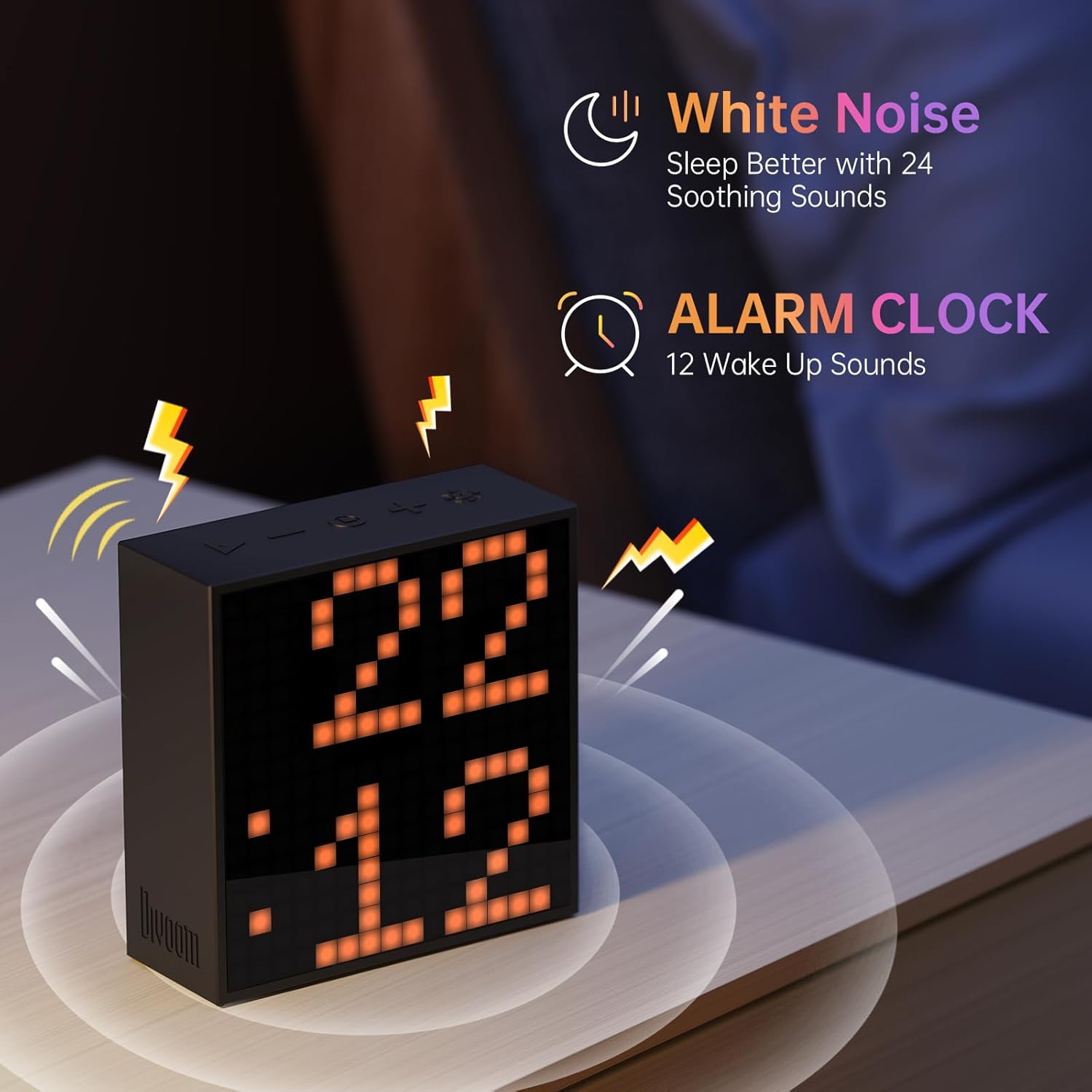Timebox Evo -- Pixel Art Bluetooth Speaker with 16X16 LED Display APP Control - Cool Animation Frame & Gaming Room Setup & Bedside Alarm Clock- Black