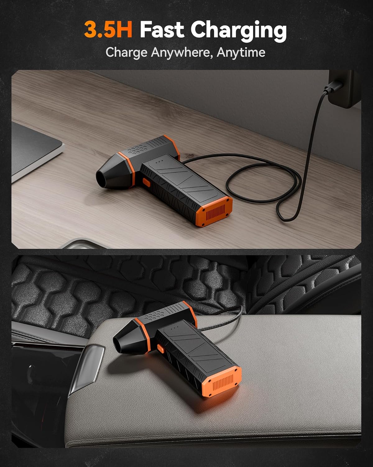 MF50 Cordless Electric Air Duster - 110,000 RPM High-Power Mini Blower with 3 Adjustable Gears and Fast Charging for Cleaning Computers, Keyboards, Home, Outdoor, and Automotive Use