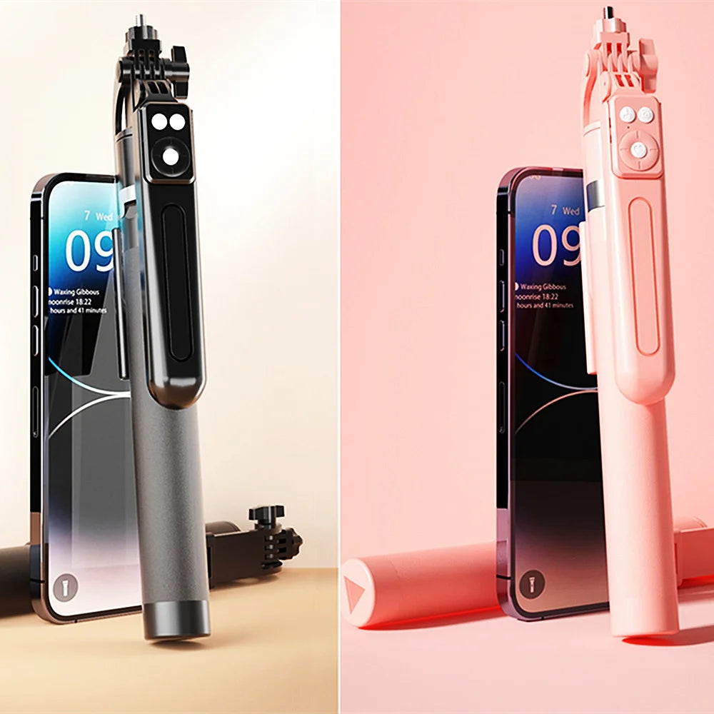 1.7M Selfie Stick Tripod with Light Wireless Remote Control 360 ° Rotation for Smartphone Video Recording Live Streaming