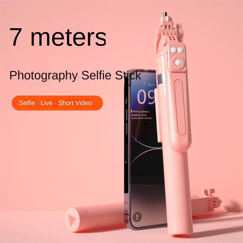 1.7M Selfie Stick Tripod with Light Wireless Remote Control 360 ° Rotation for Smartphone Video Recording Live Streaming