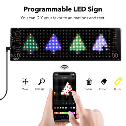 Smart Bluetooth LED Display Screens RGB LED Module Sign Matrix Pixel LED Panel Scrolling Signboard Advertising Light Car Decor