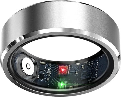 Smart Ring Health Tracker, Sleep Tracker Ring with Heart Rate, Waterproof Fitness Ring for Activity Monitoring/Steps/Distance/Calories,Air Gestures,Up to 7Day Battery,For Ios Android(Stylish Silver#8)