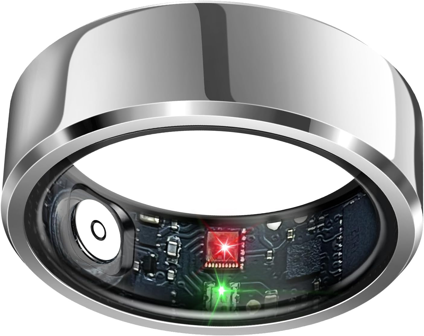 Smart Ring Health Tracker, Sleep Tracker Ring with Heart Rate, Waterproof Fitness Ring for Activity Monitoring/Steps/Distance/Calories,Air Gestures,Up to 7Day Battery,For Ios Android(Stylish Silver#8)