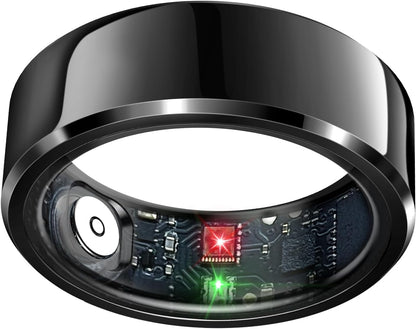 Smart Ring Health Tracker, Sleep Tracker Ring with Heart Rate, Waterproof Fitness Ring for Activity Monitoring/Steps/Distance/Calories,Air Gestures,Up to 7Day Battery,For Ios Android(Stylish Silver#8)