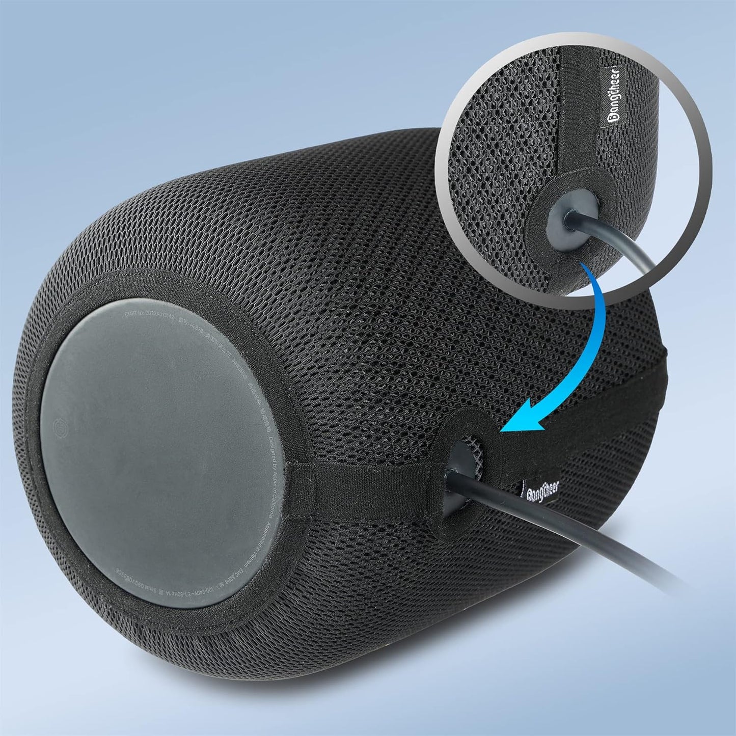 Speaker Dust Cover for Homepod 2, Mesh Speaker Cloth, Smart Cover with Charging Hole, High-Grade Nylon, Black