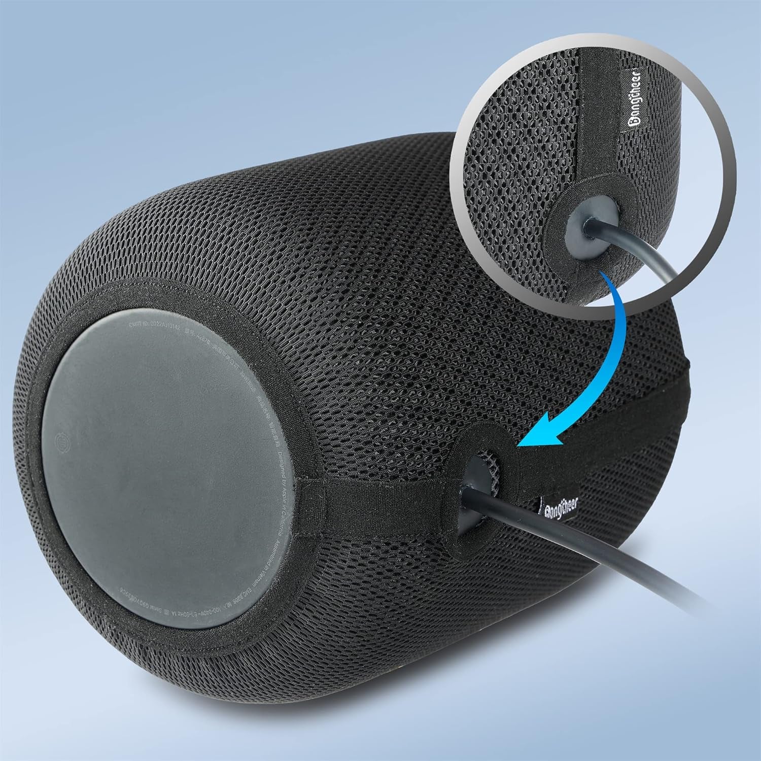 Speaker Dust Cover for Homepod 2, Mesh Speaker Cloth, Smart Cover with Charging Hole, High-Grade Nylon, Black
