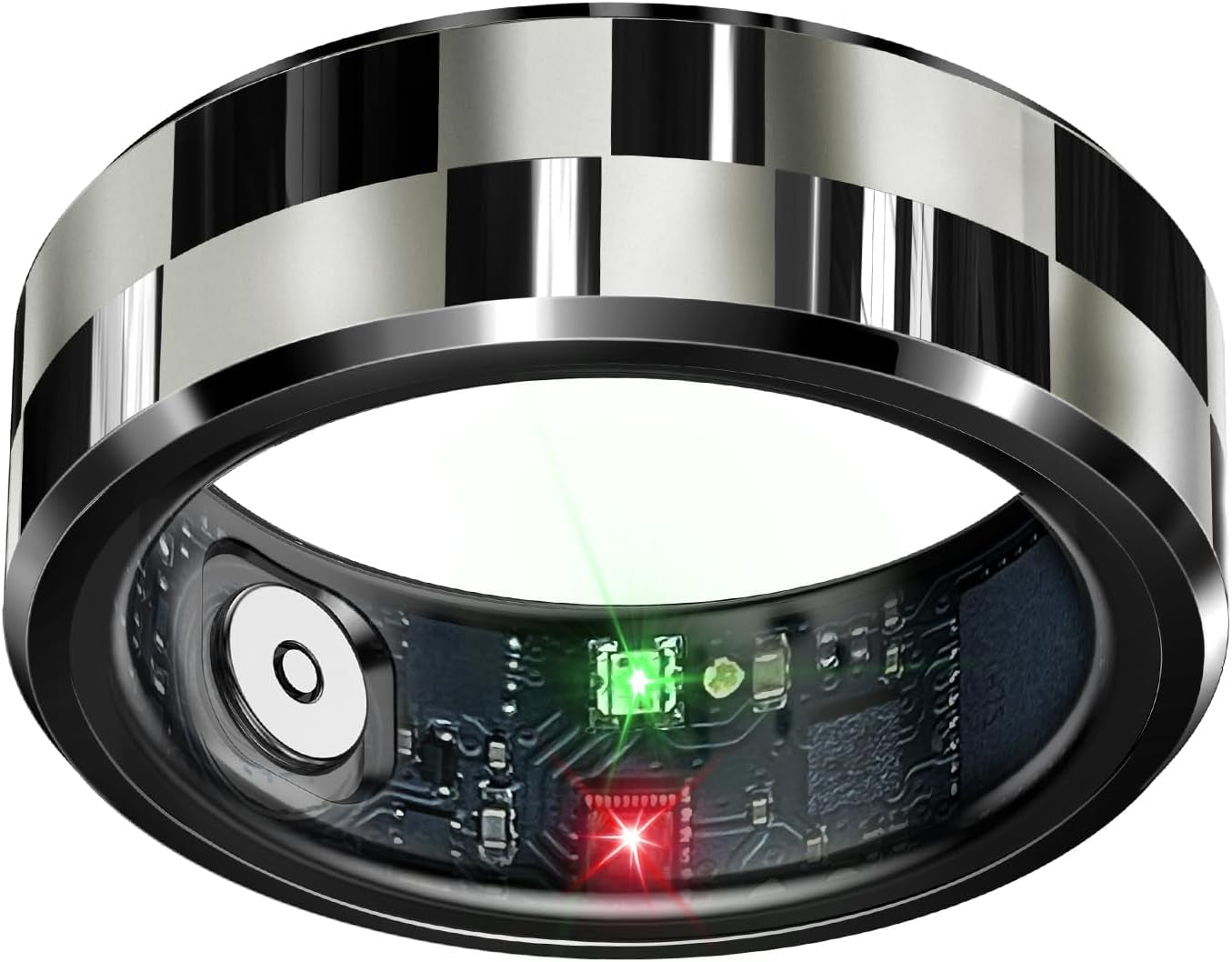 Smart Ring Health Tracker, Sleep Tracker Ring with Heart Rate, Waterproof Fitness Ring for Activity Monitoring/Steps/Distance/Calories,Air Gestures,Up to 7Day Battery,For Ios Android(Stylish Silver#8)