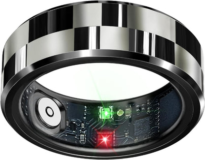Smart Ring Health Tracker, Sleep Tracker Ring with Heart Rate, Waterproof Fitness Ring for Activity Monitoring/Steps/Distance/Calories,Air Gestures,Up to 7Day Battery,For Ios Android(Stylish Silver#8)